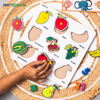 Wooden Learning Fruits Puzzle Board for Kids – Fun & Educational Play