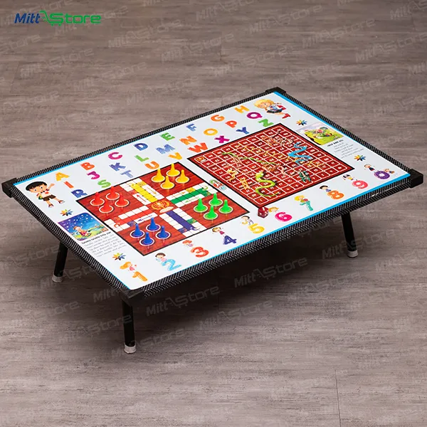 Kids Multipurpose Study Table with Ludo, Snakes & Ladders, Alphabet & Numbers | Foldable Activity Desk