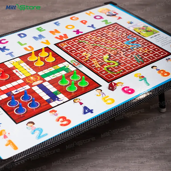 Kids Multipurpose Study Table with Ludo, Snakes & Ladders, Alphabet & Numbers | Foldable Activity Desk