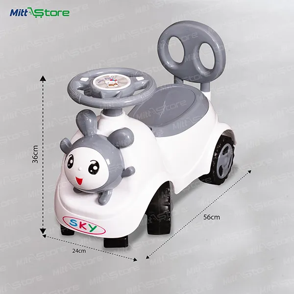 Kitty Ride-On for Toddlers in Grey color  | Musical Steering with Lights | Under-Seat Storage
