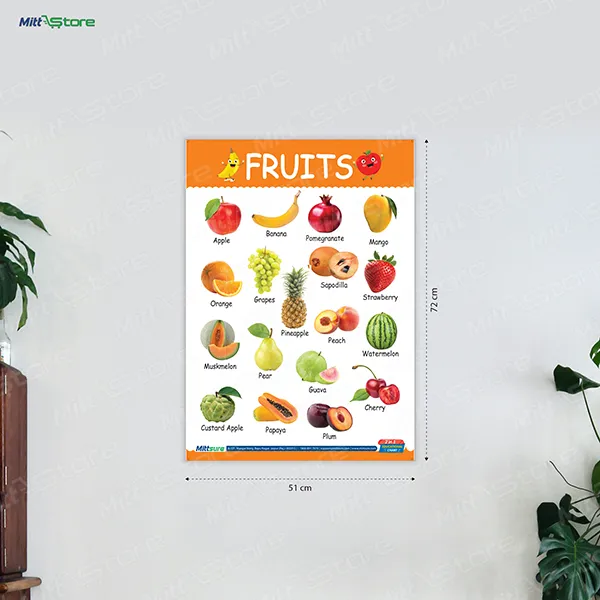 Animal & Fruits Chart – A Fun & Interactive Learning Tool for Kids – 2-in-1 (Reversible)