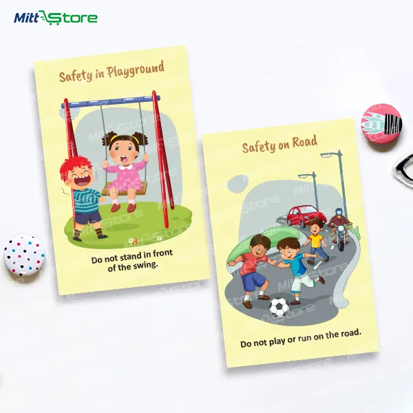 Box of 45 Flashcards – Position Words, Safety Rules & Community Helpers for Kids