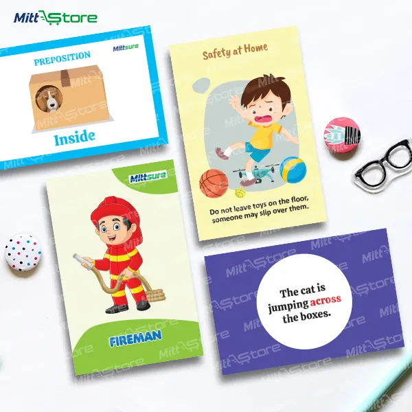 Box of 45 Flashcards – Position Words, Safety Rules & Community Helpers for Kids