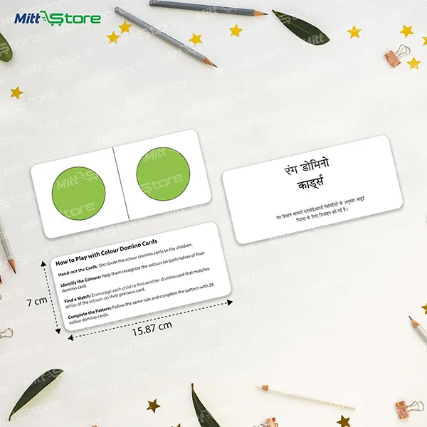 Colour Dominoes Flash Cards for Kids – 28 Matching Cards for Colour Recognition & Sorting | Montessori Learning Toy for Toddlers