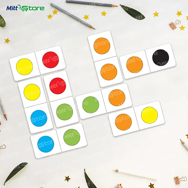 Colour Dominoes Flash Cards for Kids – 28 Matching Cards for Colour Recognition & Sorting | Montessori Learning Toy for Toddlers