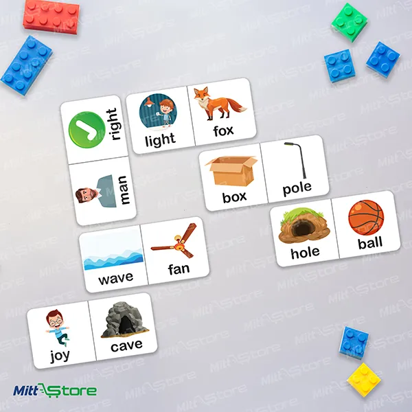 English Dominoes Flash Cards for Kids – 28 Alphabet Matching Cards for Letter Recognition & Vocabulary Building | Montessori Learning Tool