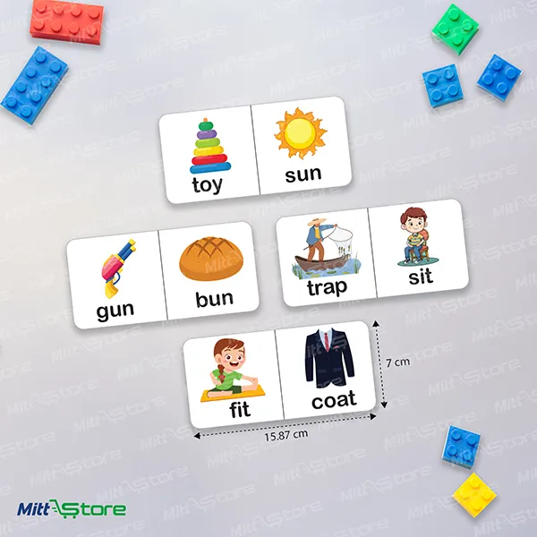 English Dominoes Flash Cards for Kids – 28 Alphabet Matching Cards for Letter Recognition & Vocabulary Building | Montessori Learning Tool