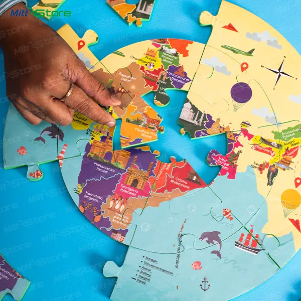 Map Puzzle Set of 2 – India and World Map Foam Puzzles for Geography Learning