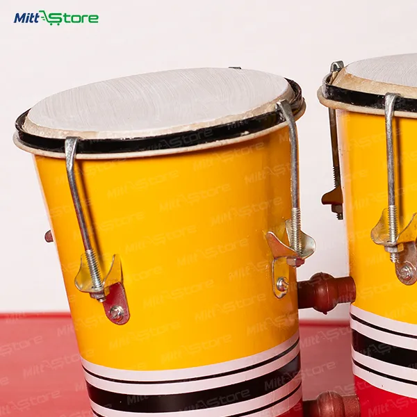 Wooden Bongo Drum In Yellow 