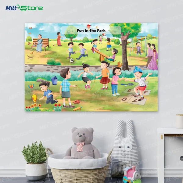 Educational Poster Set for Kids – Fun in the Park & A Day at the Jungle Pond (Reversible)