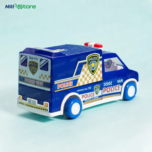 Friction-Powered Blue Police Truck Toy for Kids