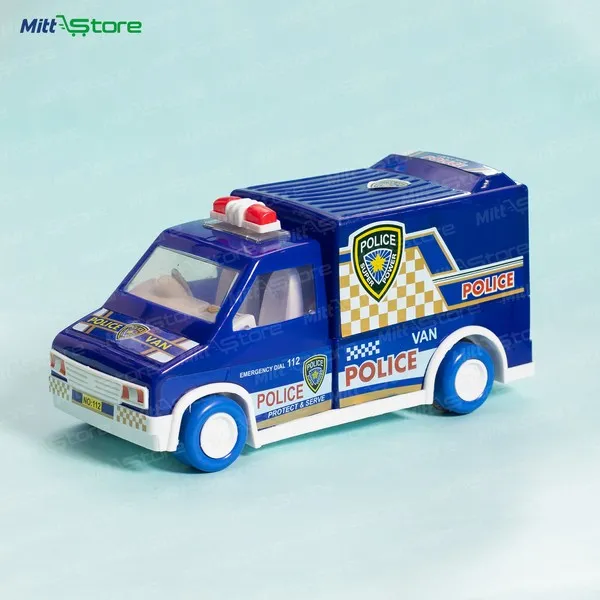 Friction-Powered Blue Police Truck Toy for Kids
