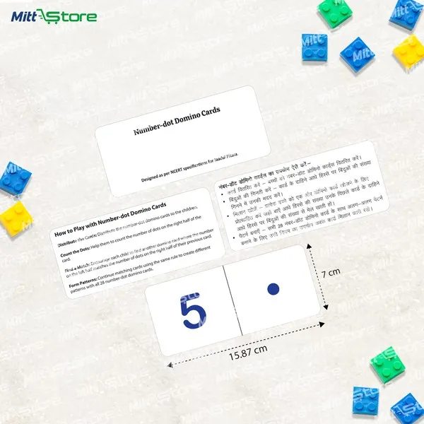 Number Dominoes Flash Cards for Kids – 28 Educational Cards for Number Recognition, Counting & Matching | Montessori Math Learning Toy