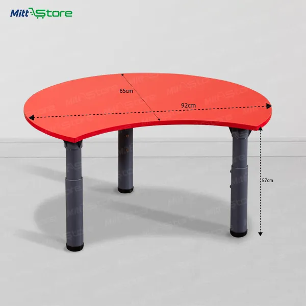 Colorful Curved Kids Red color Table with Adjustable Height