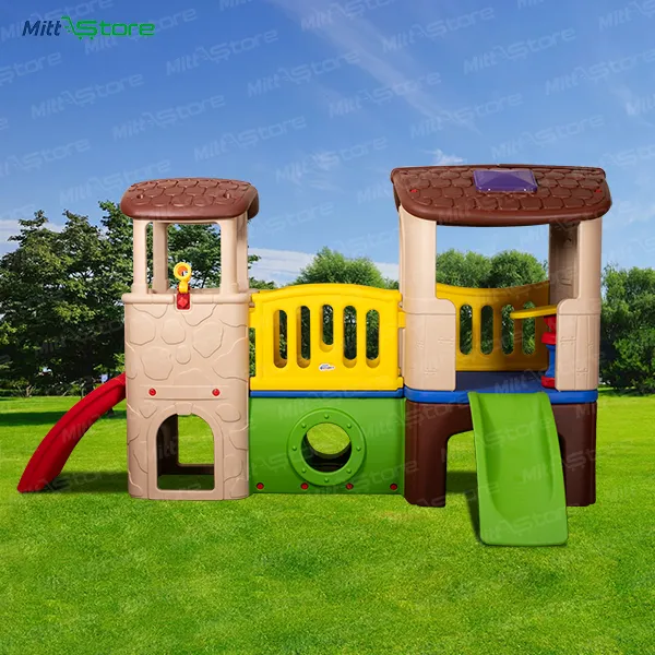 Kids Activity Playhouse with Slides & Crawl Tunnel