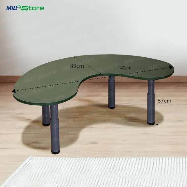 Moon Shaped Kids Table with Matt Sea Green Top – Adjustable Height Legs