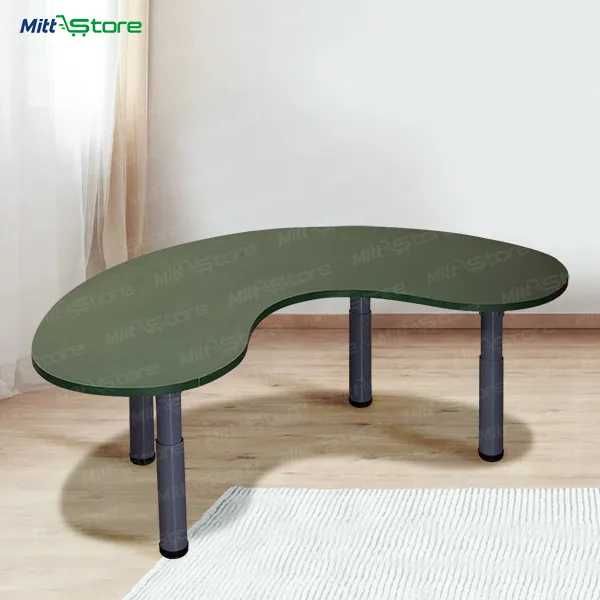 Moon Shaped Kids Table with Matt Sea Green Top – Adjustable Height Legs