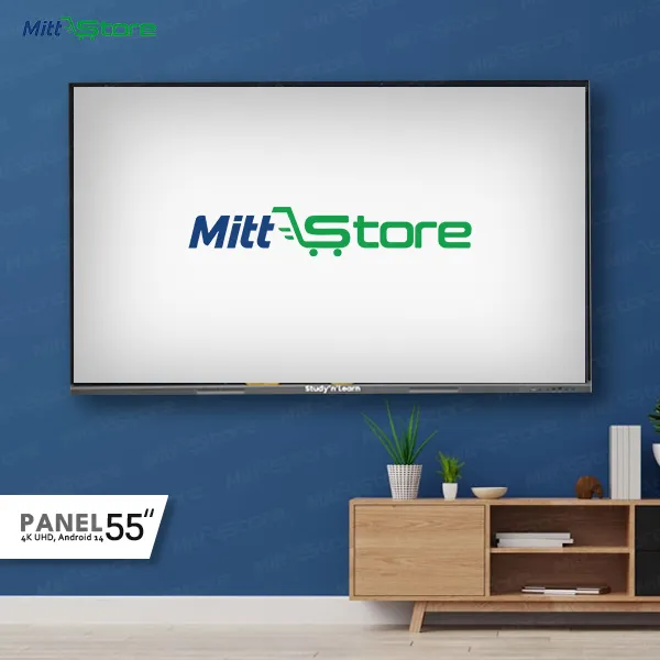 55" 4K UHD interactive display with Android 14, 20-point IR touch and in-built collaboration tools.