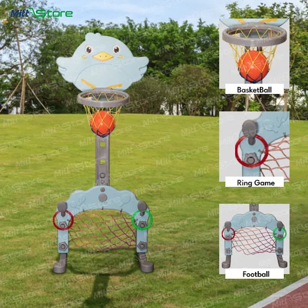 Bluebird 3-in-1 Adjustable Kids Sports Set – Basketball Hoop, Ring Game & Football Goal, Indoor-Outdoor Play