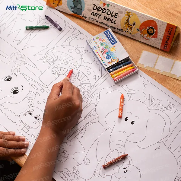 Doodle Art Stickable Roll – Reusable Drawing & Creativity Sheet for Kids