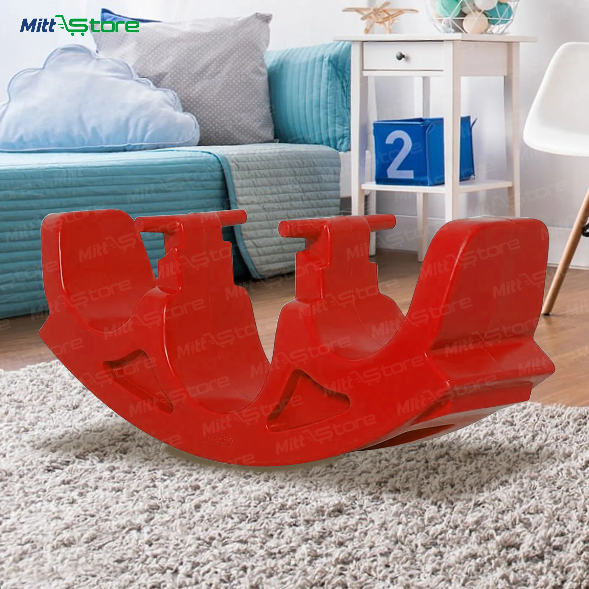 2-in-1 Red Rocker & Tunnel Toy for Toddlers – Safe Indoor Outdoor Play Equipment (Ages 1–5)