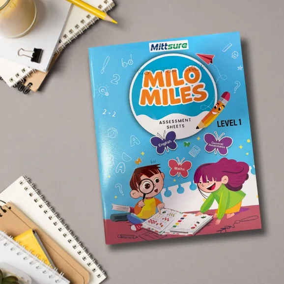 Milo Miles Nursery – Level 1 | Early Learning Assessment Workbook | English, Maths & General Awareness