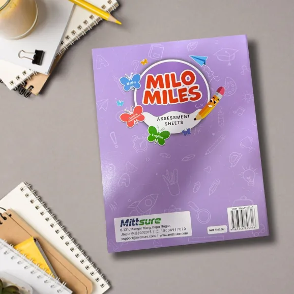 Milo Miles LKG – Level 2 | Foundational Learning Assessment Workbook | English, Maths & General Awareness