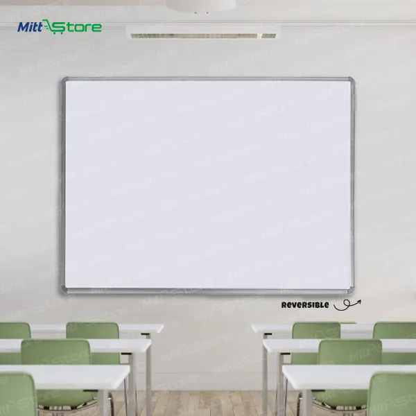 Non-Magnetic White Board with Chalk Board and Duster 6x4feet | Reversible Learning Board