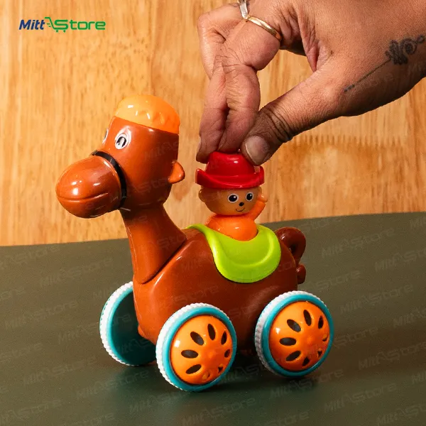 Push Along Horse Toy for Kids | Colourful Rolling Animal Toy