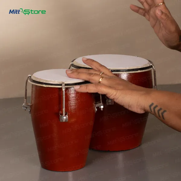 Musical Mini Bongos Toy Drum Set | Educational Rhythm Red Brown Kids Bongos Percussion Musical Toy for Children 3-8 Years
