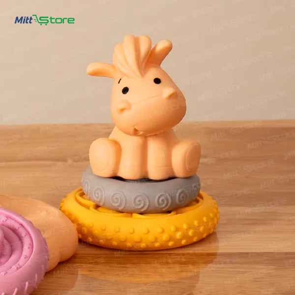 Silicone Stacking Rings Toy | Hippo Topper Sensory Teether & Building Blocks