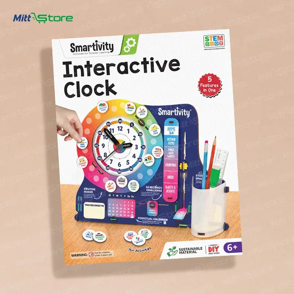 Interactive Learning Clock DIY STEAM Constructuction Kit for Kids | Build & Learn Time Activity Set