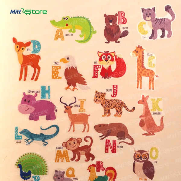 Animal Alphabet Wall Sticker| Colourful A to Z Letters | Kids Room Decor 