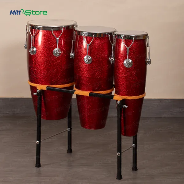 Crimson Sparkle Trio | Professional Bolt-Tuned Conga Set for Kids