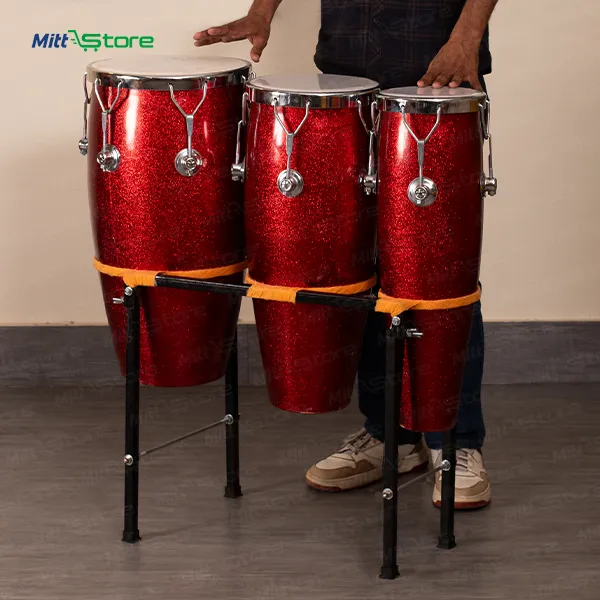 Crimson Sparkle Trio | Professional Bolt-Tuned Conga Set for Kids