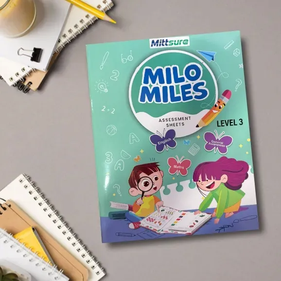 Milo Miles UKG – Level 3 | Comprehensive Assessment Workbook | English, Maths & General Awareness