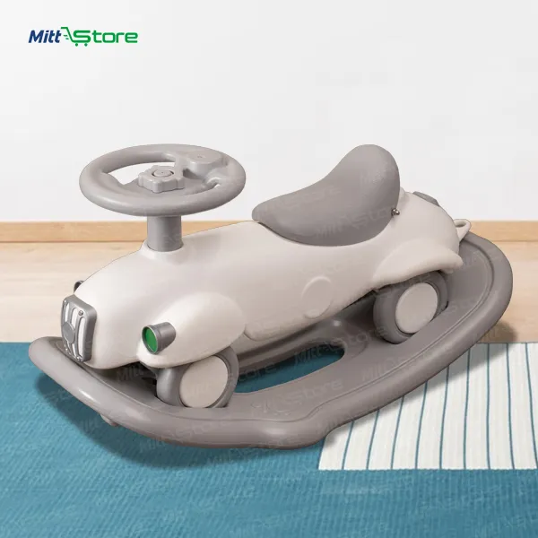 White and Grey Vintage Speedster Rock & Ride – Convertible Toddler Walker and Rocker