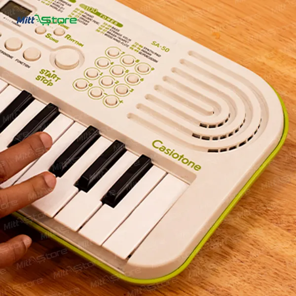 Electric Casitone Keyboard | White and Green Kids' Piano | Musical Toy Instrument for Kids 