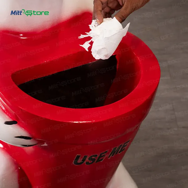 Adorable Fibre White and Red Rabbit Shape Dustbin for Kids | For all Age