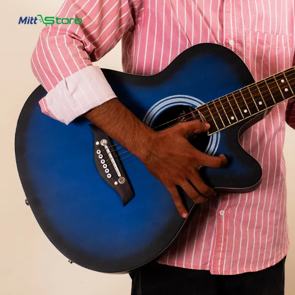 Blue Acoustic Guitar with Built-in Pickup, 6 Strings, Meranti Body | 7 Years & Above All Ages