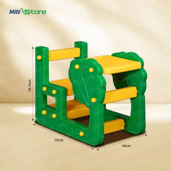 Green & Yellow Plastic Single-Seater Classroom Bench for Kids | Perfect Study Table and Bench For Home and Schools | 4-7 Years Old Kids Boys Girls