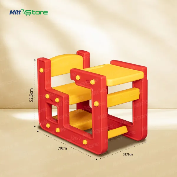Red & Yellow Plastic 2-Seater Classroom Bench for Kids | Perfect Study Table and Bench For Home and Schools | 4-7 Years Old Kids Boys Girls 