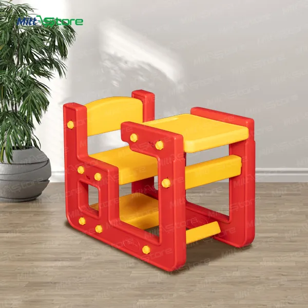 Red & Yellow Plastic 2-Seater Classroom Bench for Kids | Perfect Study Table and Bench For Home and Schools | 4-7 Years Old Kids Boys Girls 