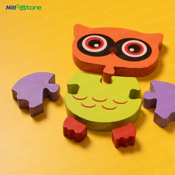 Multicolor Wooden Colorful Owl Puzzle for Kids | Bright Cartoon Nature Learning & Shape Matching Toy | Wooden Puzzles & Educational Toys | 2-5 Years Old Boys & Girls