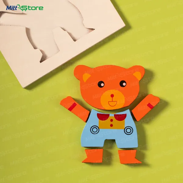 Multicolor Wooden Little Bear Puzzle for Kids | Early Motor Development & Shape Learning Toy | Wooden Puzzles & Educational Toys | 2-5 Years Old Boys & Girls