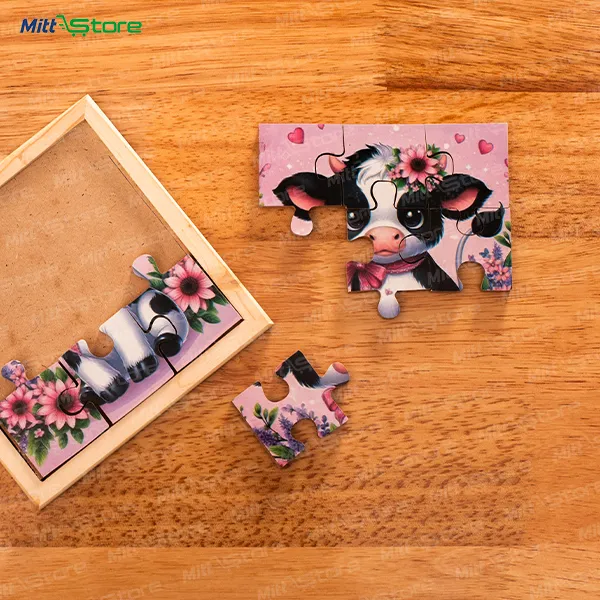 Multicolor Wooden Cow Puzzle for Kids | Farm Animal Early Learning Wooden Puzzle Toy | Puzzles & Educational Toys | 2-4 Years Old Boys & Girls