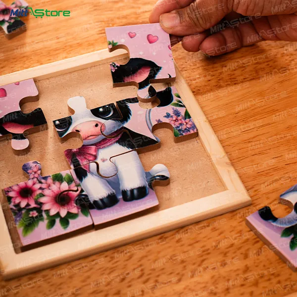 Multicolor Wooden Cow Puzzle for Kids | Farm Animal Early Learning Wooden Puzzle Toy | Puzzles & Educational Toys | 2-4 Years Old Boys & Girls