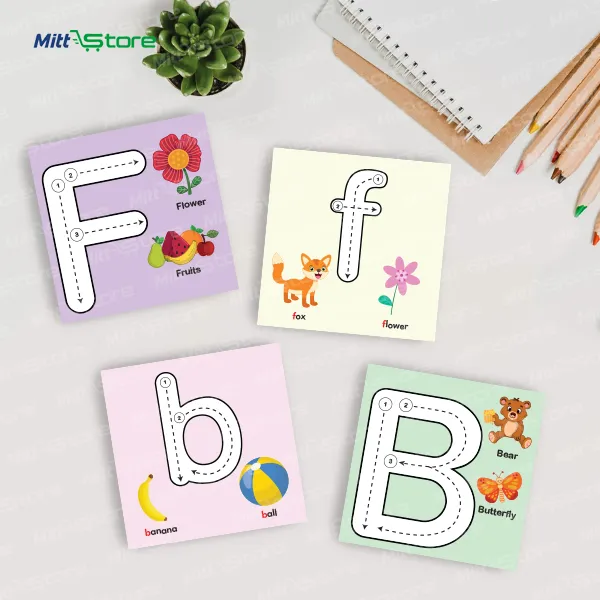 Multicolor  Capital & Small Alphabet Writing Cards for Kids | Letter Tracing & Handwriting Practice Cards | Educational Flashcards & Learning Games | 4-6 Years Old Boys & Girls | PROD_32