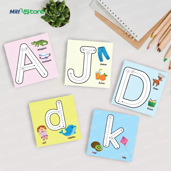Multicolor  Capital & Small Alphabet Writing Cards for Kids | Letter Tracing & Handwriting Practice Cards | Educational Flashcards & Learning Games | 4-6 Years Old Boys & Girls | PROD_32