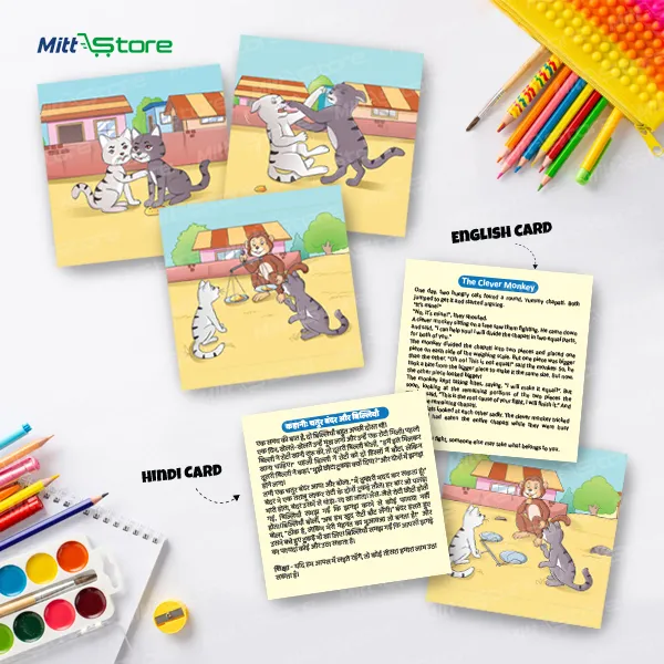 Multicolor  Story Cards for Kids | Hindi & English Bilingual Storytelling Cards | Educational Flashcards & Learning Games | 3-6 Years Old Boys & Girls | PROD_36